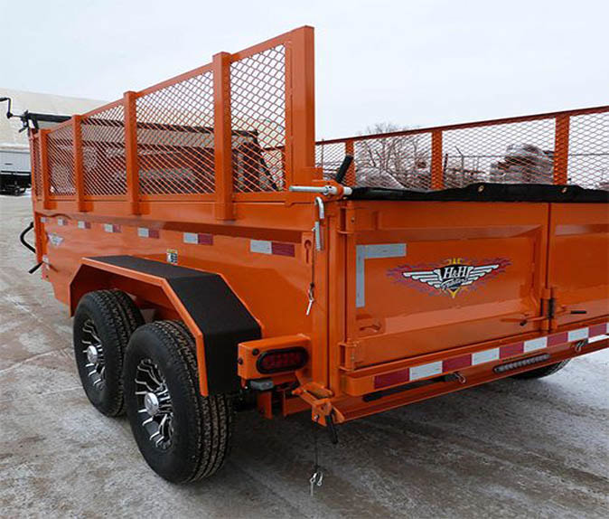 H&H Orange dump trailer with sides